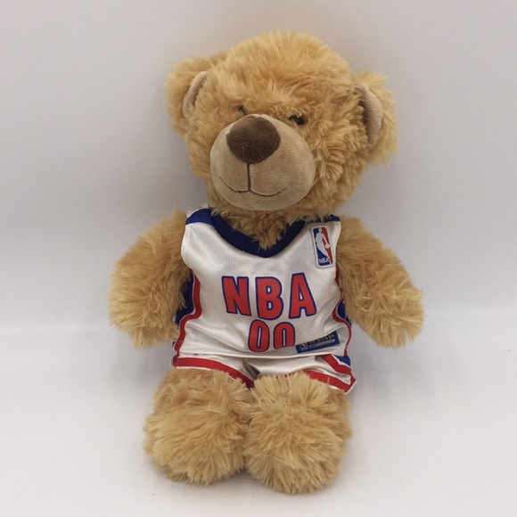 Build A Bear Workshop Brown Plush Stuffed Bear NBA Basketball Jersey and Shorts - Picture 1 of 9